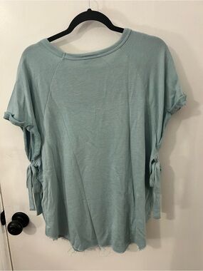 Anthropologie Lavender Field Women’s Open-Side Tie Knit Top Aqua Blue Soft XL